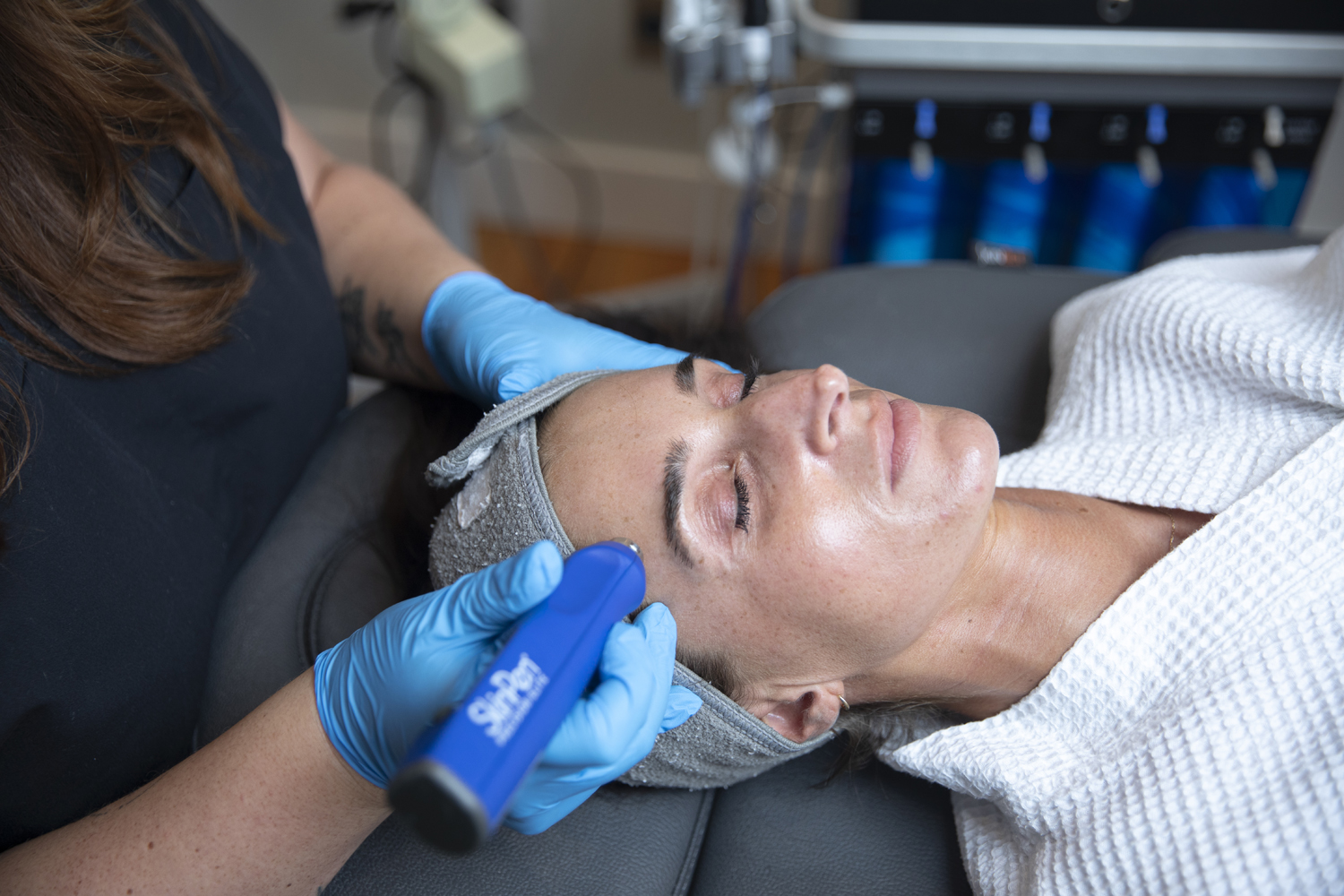 Patient receiving SkinPen Microneedling in Traverse City